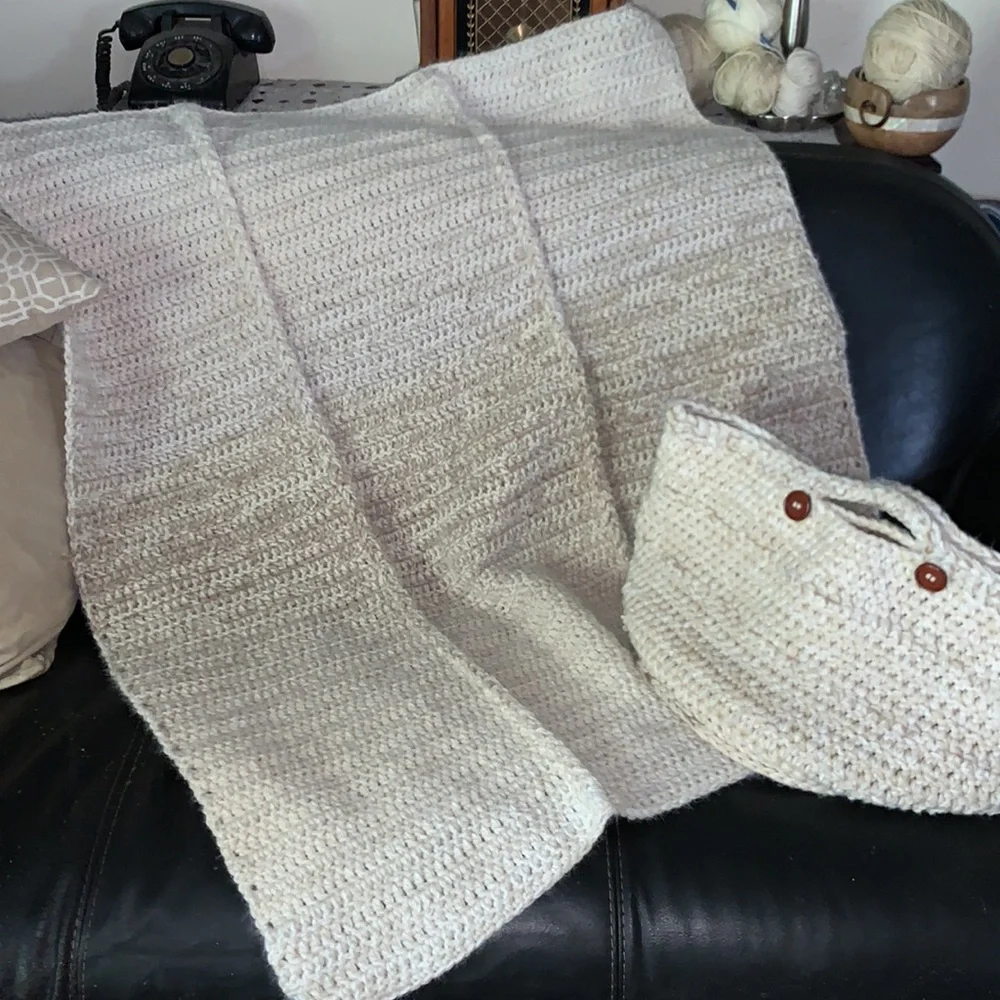 Soft Double Threaded Ombré Handmade Crochet Throw Blanket with Two Ribs - Picture 7 of 17